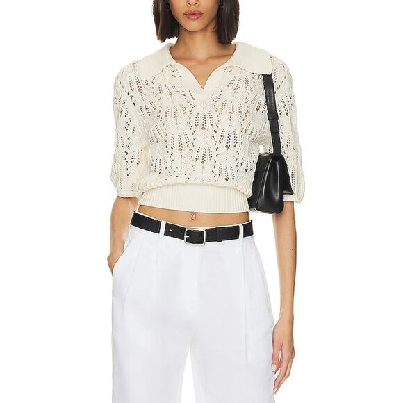 Helmut Lang Tops - Helmut Lang 'Taylor' Ivory Cotton Crop Top Size M
